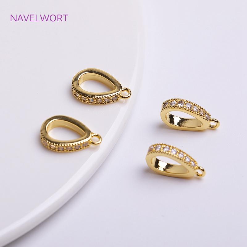 18K Gold Plated Tube Pendant Bail,Inlaid Zircon Pendant Charm Holder Spacer Connector For Fashion Jewelry Making Accessories