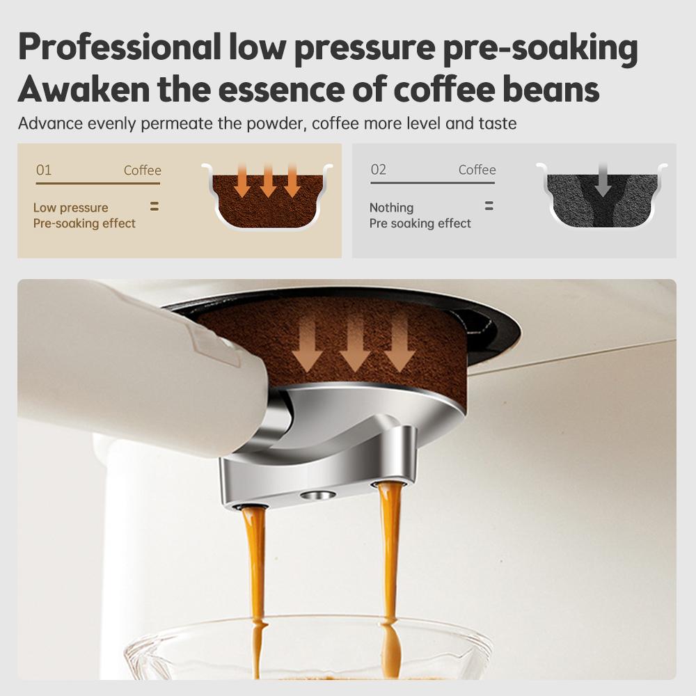 Кофемашина для эспрессо, 20 бар, кофеварка из нержавеющей стали с насадкой для вспенивания молока, паровая насадка 2 в 1