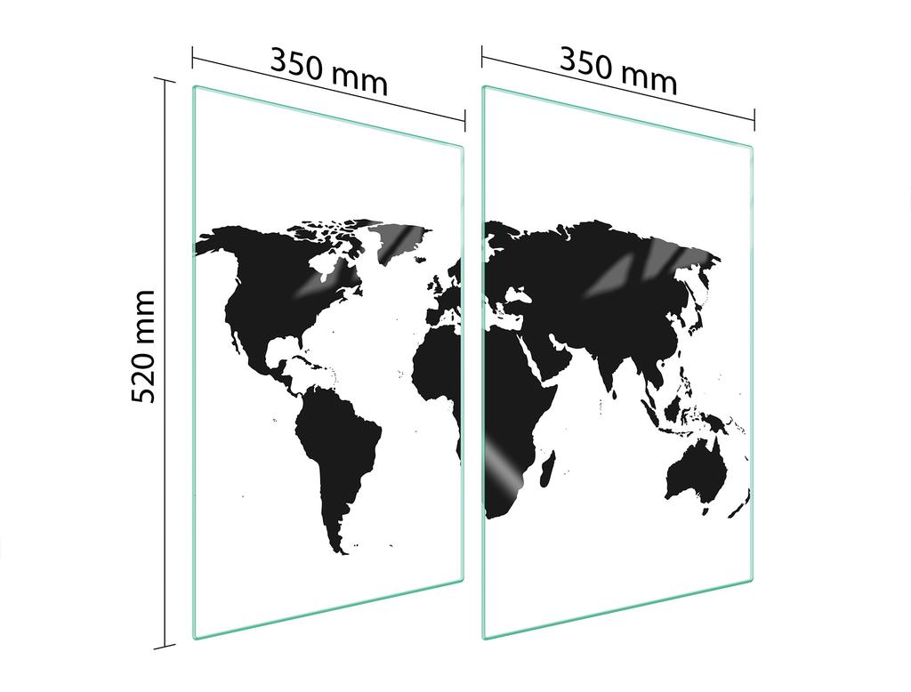 СТЕКЛЯННАЯ ЗАЩИТНАЯ ПАНЕЛЬ ДЛЯ КУХНИ 2x35x52 КАРТА