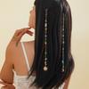 2Pcs Bohemian Long Tassel Chain Headdress Dirty Braids Headwear Exquisite Sun Moon Pendant Charm Adjustable