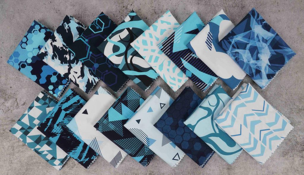 Soimoi Комплект из 16 штук толстой четверти с абстрактным принтом, 18 x 22 дюйма, лоскутная ткань своими руками из 100 хлопка, предварительно разрезанная ткань для квилтинга цвета голубого цвета