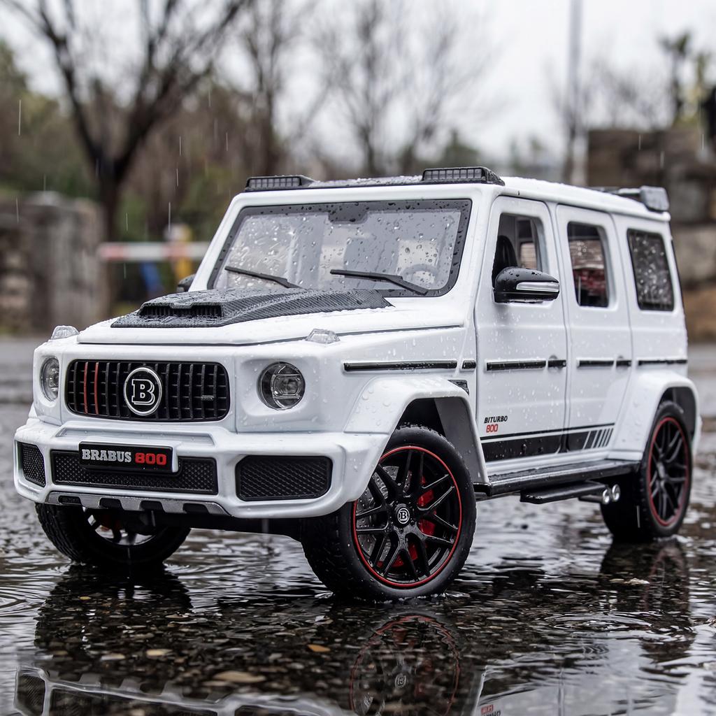 1:24 Модель автомобиля Mercedes Benz G800 из сплава, литая, со звуком и светом, с механизмом оттягивания, высокая симуляция, подарок на день рождения для мальчика, ребенка