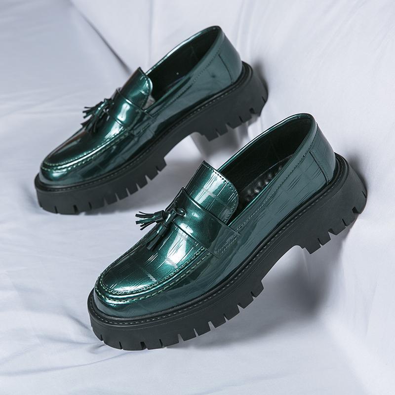 2024 New Men Tassel Casual Leather Shoes Mens Handmade Thick Soled Brand Luxury British Style Anti-slip Wearable Business Shoes