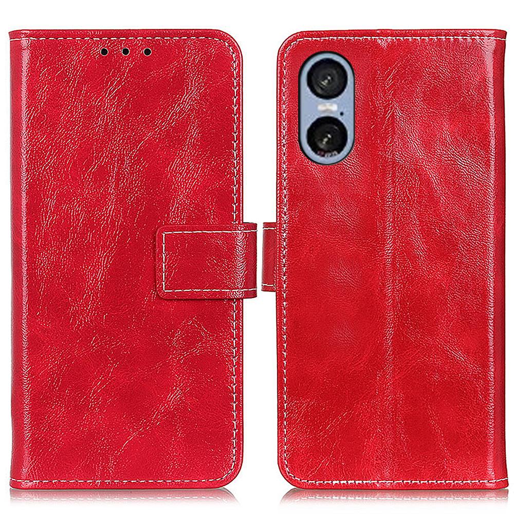 For Sony Xperia 5 VI Case Crazy Horse Texture Leather Phone Wallet Cover