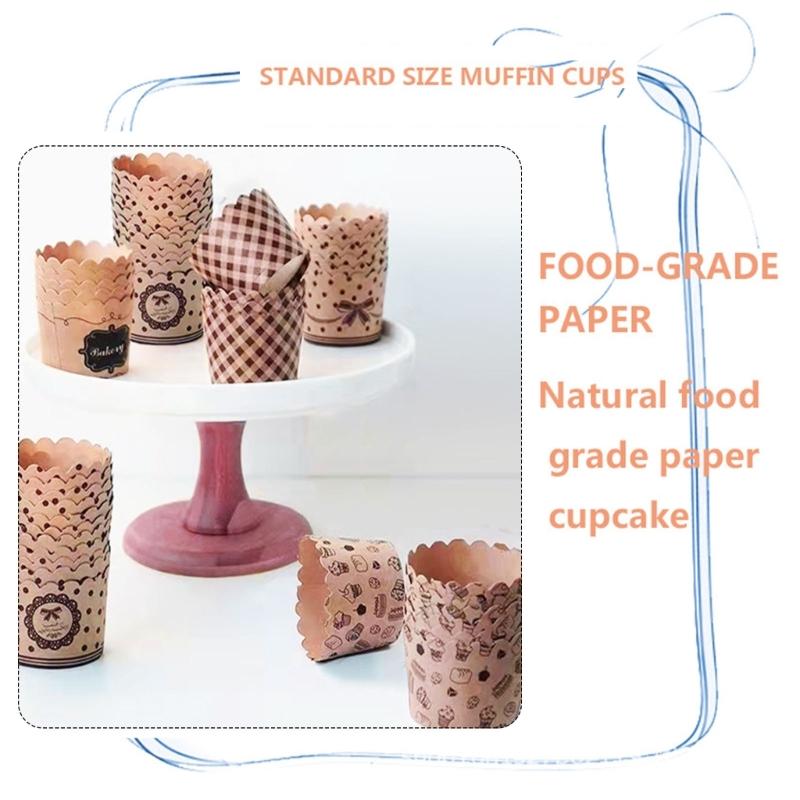50PCS Cupcake Liners Cake Wrappers Baking Cup Tray Cake Paper Cups Pastry Tools Oilproof Cake Wrapper Party Supplies