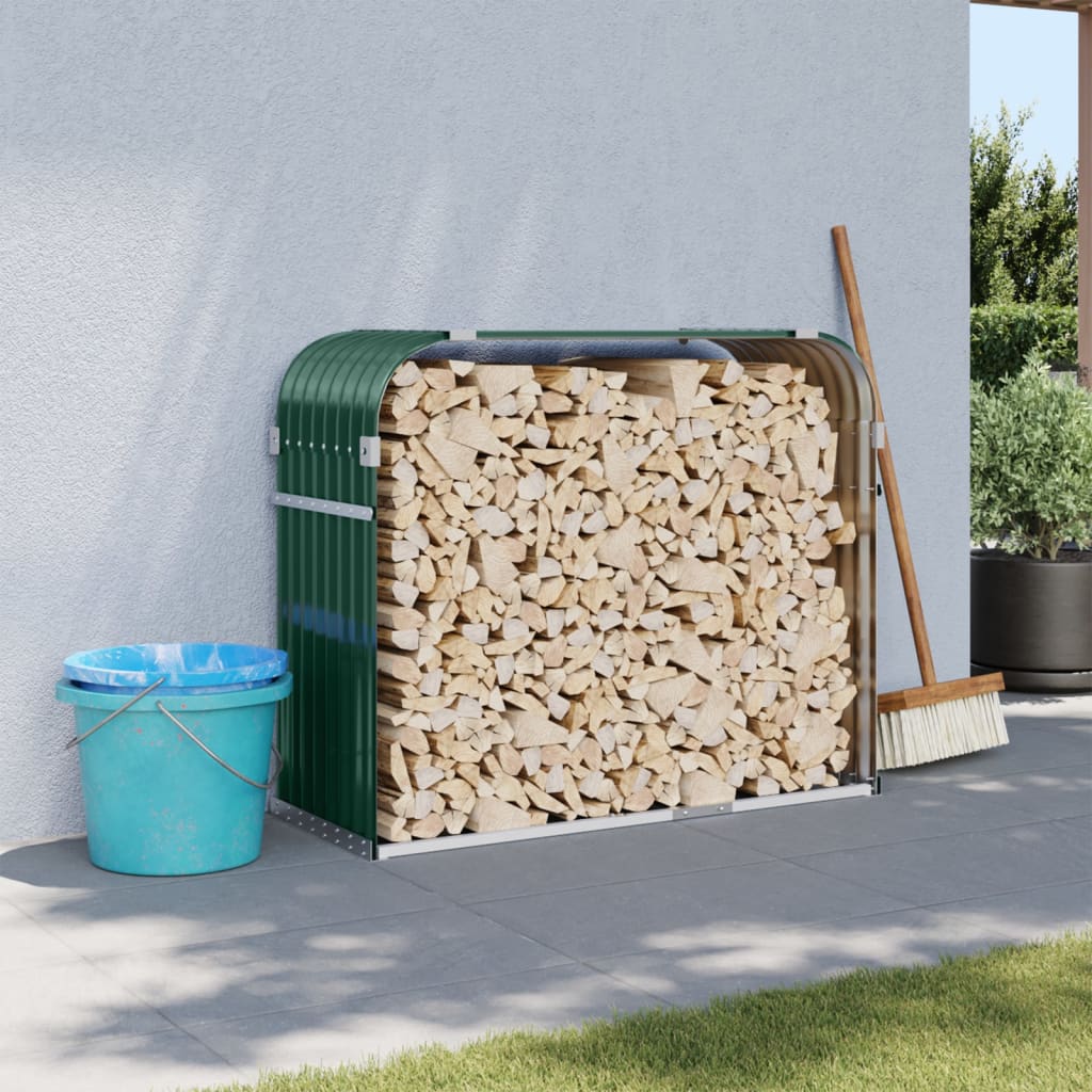 Fireplace Wood Storage Rack Green 120 x 45 x 100 cm Galvanized Steel