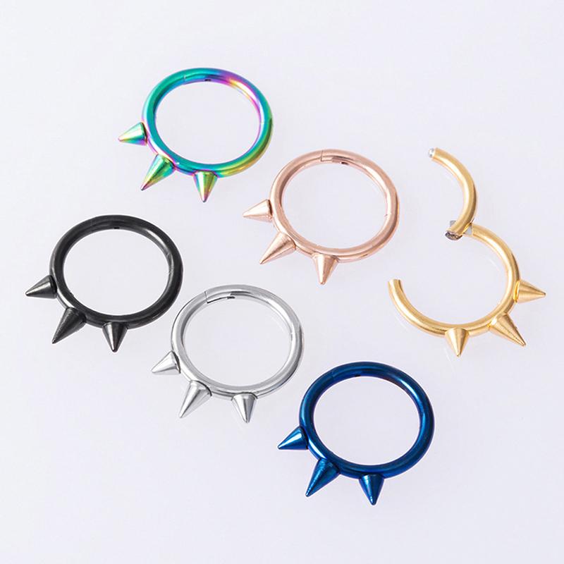 Хрящевая серьга с шипами, кольцо для перегородки, пирсинг ноздри, хирургическая сталь для носа