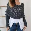 Knitted Cable Wrap with Sleeves Solid Color Hollow Twist Crochet Pattern Women Shawl Scarf Bohemian Style Sweater Scarf