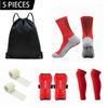 5 Pieces Sports Socks Set Football Shin Guard Soccer Shin Pads Grip Socks Calf Sleeves Athletic Tapes Bag for Men 1