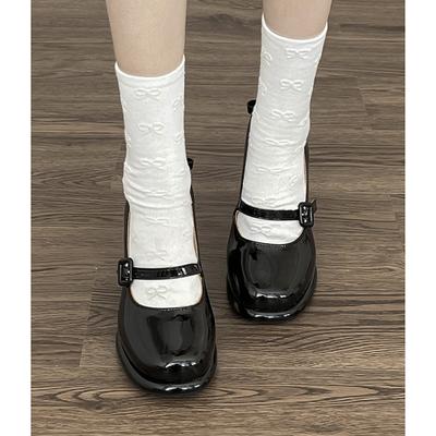 Простые интернет-знаменитости инс черная платформа толстый каблук высокие каблуки женские весна и осень 2025 новые ретро французские туфли Мэри Джейн