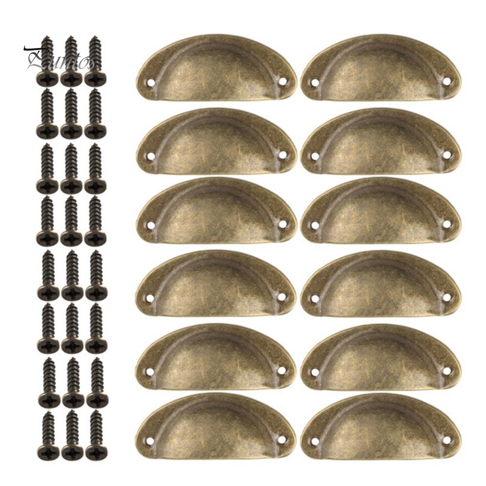 Puntos 12 шт./компл. винтажные металлические ручки для шкафа в форме ракушки, аксессуары для фурнитуры