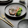 Japanese Ceramic Plates Steak Plates Household Commercial Black Frosted Flat Plates Western Specialty Tableware