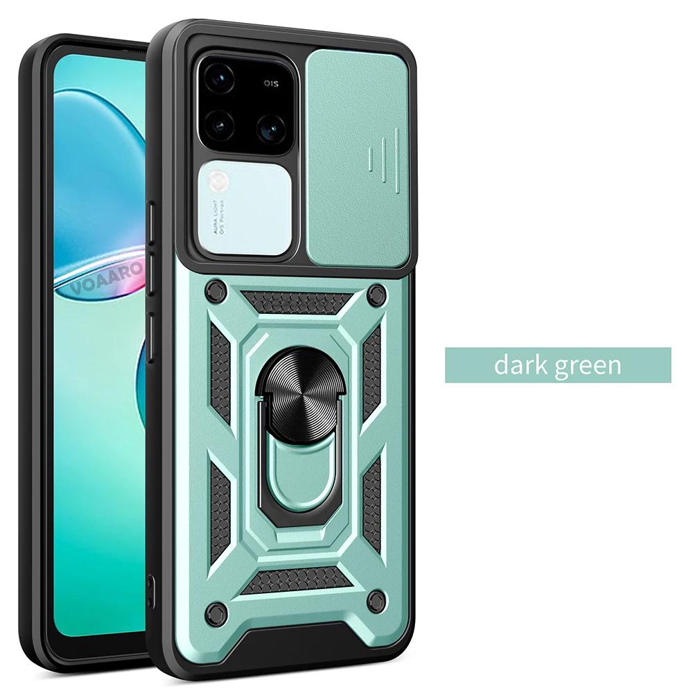 Slide Lens Funda for Vivo V30 Pro 5G Case for Vivo V30 Lite X100 Pro V25 5G Y28 V25e Global Case Magnetic Ring Stand Armor Cover