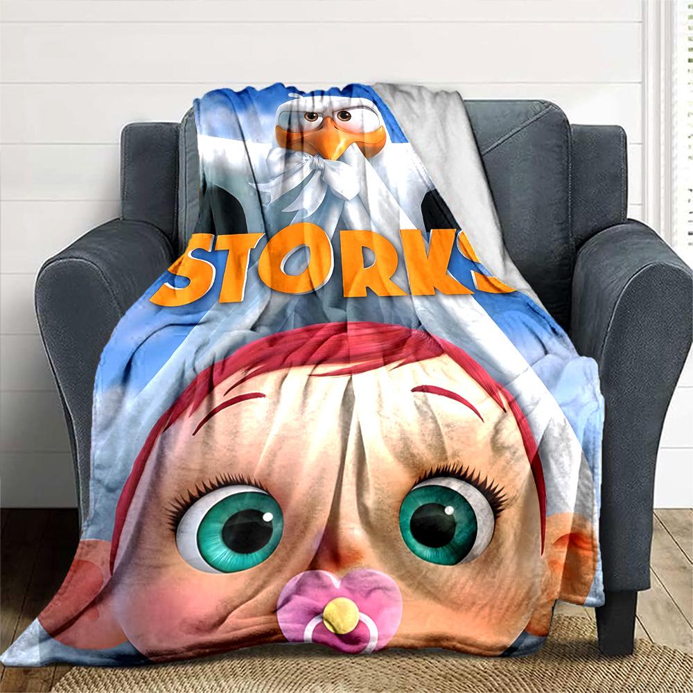 Storks Deliver Babies Flannel Blanket Super Soft Warm Cozy Blanket For Sofa Bed Office Travel Allseason Home Decor Gift