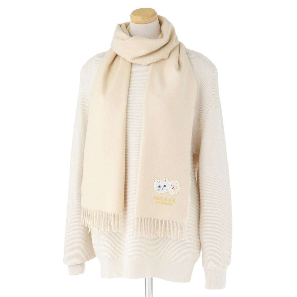 And ACCESSOIRES Brand Package Included Logo Cat Patch Muffler 48142 Beige 30cm X Length 180cm [Paul Joe] [Moonbat] PAUL&JOE Women's 24-113-48142-21-00