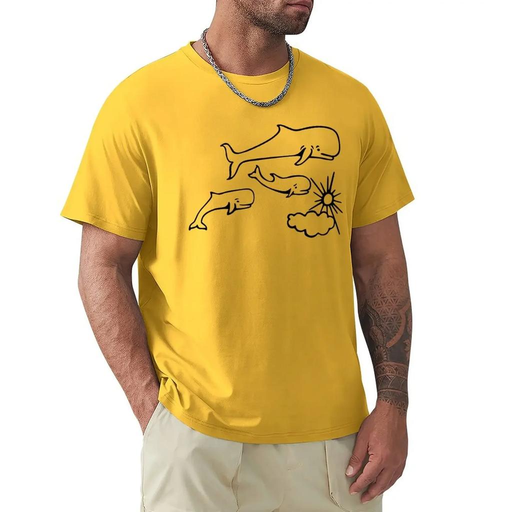 Whale and Sun Tattoo by Robe De Extremoduro T-shirt Retro Clothing Modest Custom Design Their Own Clothing Heavyweight Men