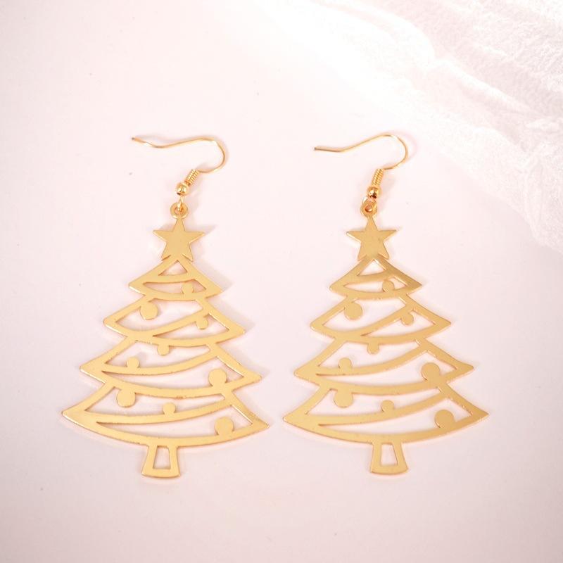 Europe and the United States popular fashion jewelry, niche design sense hollow Christmas tree earrings, creative Christmas earrings