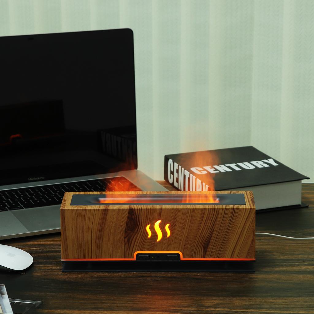 Диффузор эфирного масла с древесным зерном, ультразвуковой ароматический увлажнитель воздуха с синим пламенем, светодиодный светильник, диффузор для ароматерапии для домашней комнаты