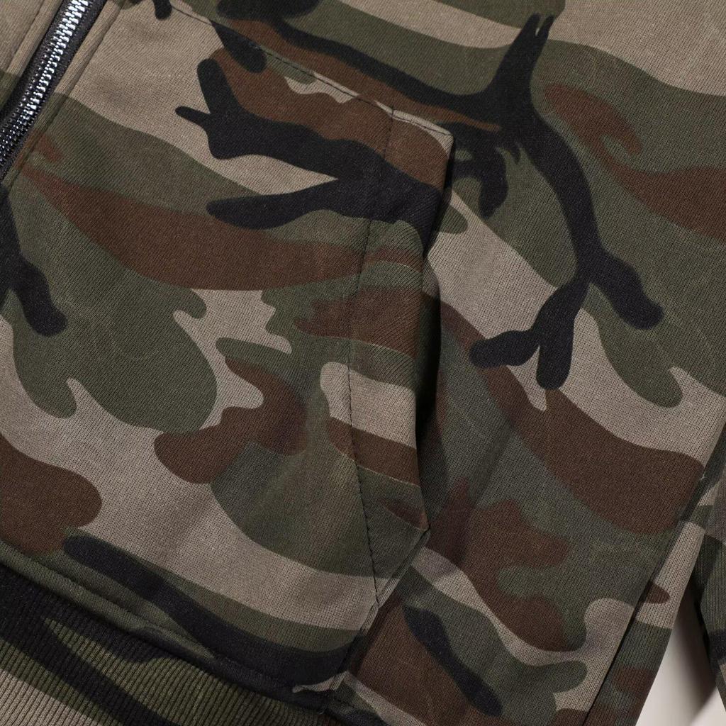 Ретро-толстовка с камуфляжным принтом в уличном стиле для мужчин и женщин - Модная унисекс куртка на молнии