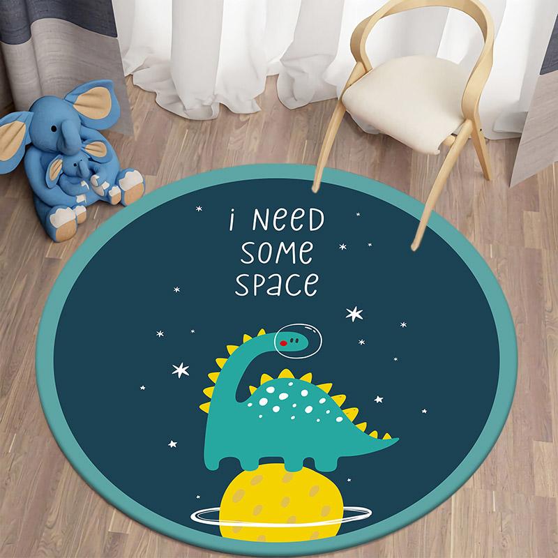 Fun Cartoon Dinosaurs Round Rug Living Room Decor Sofa Rug Kid's Playroom Playmat Children's Floor Mat Kid's Gifts Doormat
