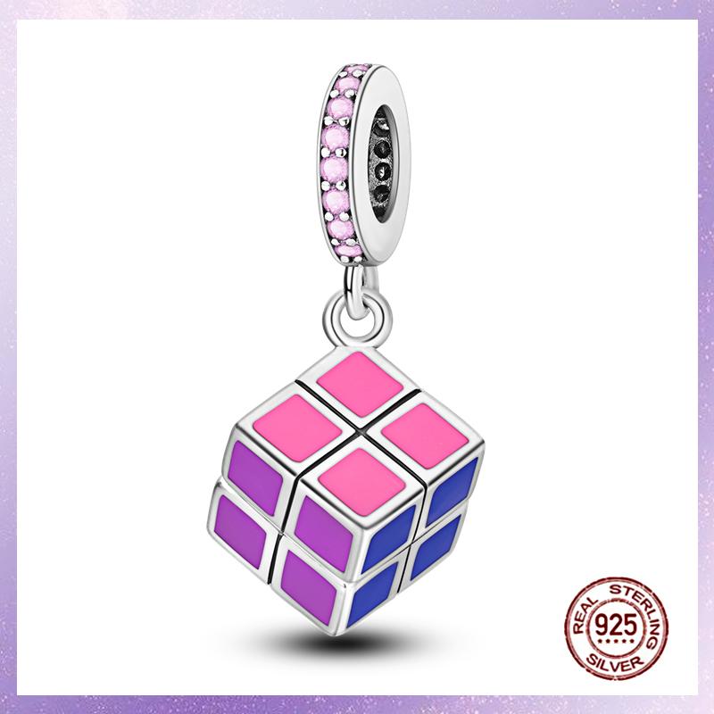 Фиолетовые Шармы Медный Fit Оригинальный Подвесной Браслет Бабочка Стекло Сердце Перо Клип Шарм Подвеска Светящаяся Бусина DIY Ювелирные Изделия