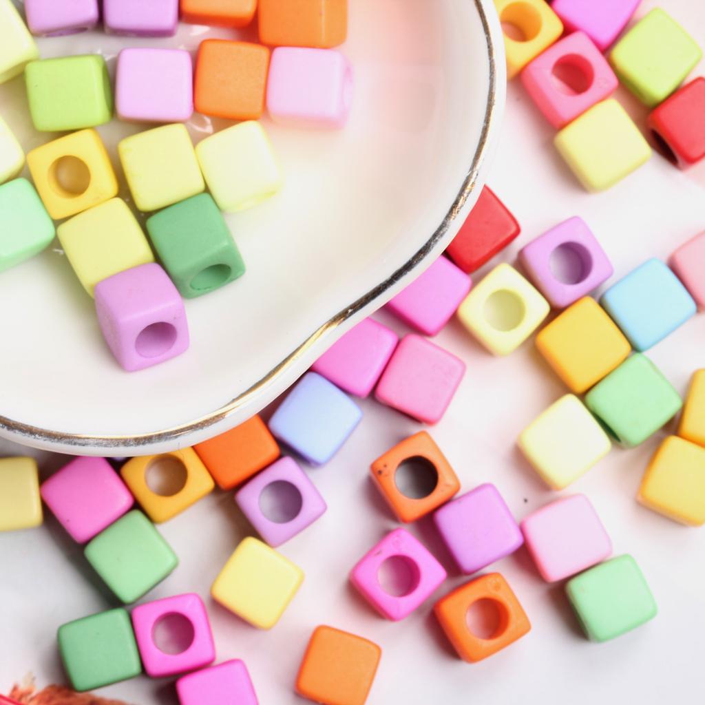 Акрил 200 шт. подвеска квадратное ожерелье браслет аксессуары 7 мм однотонные самодельные ювелирные изделия изготовление бусины россыпью бусины