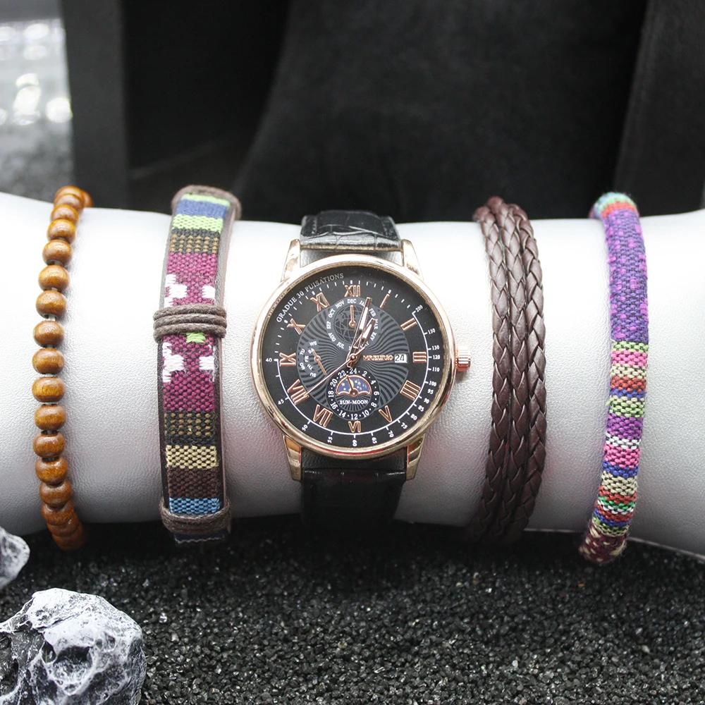 Набор из 5 предметов, роскошные брендовые женские часы, стильные простые итальянские часы с браслетом для любой сцены, в комплект входит коробка для браслета