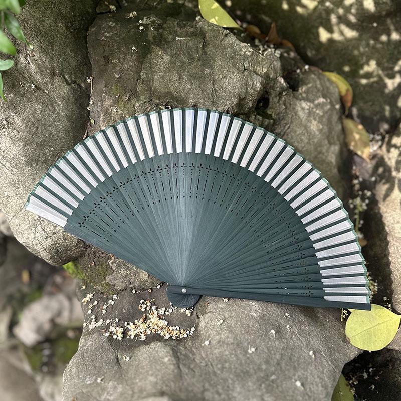 Складной веер из зеленого бамбука в древнекитайском стиле для ханьфу/чонсам, идеально подходит для танцев и летнего использования