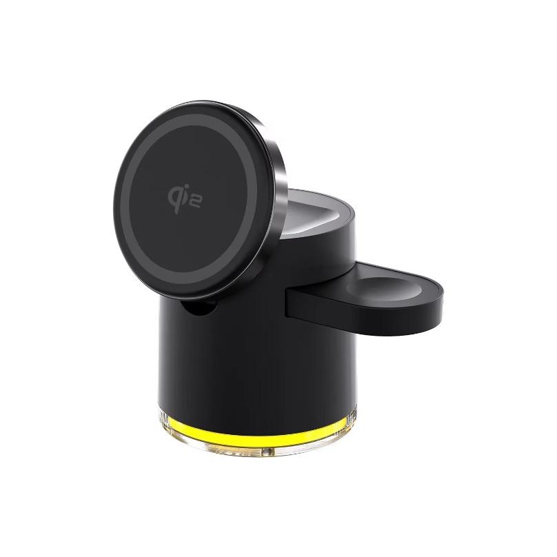 Док-станция 4 в 1 для быстрой зарядки, беспроводное зарядное устройство QI2, ночник для Magsafe iPhone 16 15 14 Pro Max, AirPods Pro 2-8, Apple Watch