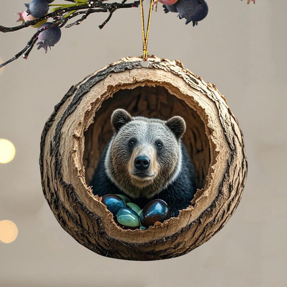 Christmas Tree Pendant Christmas Tree Ornament Set with Owl Dog Panda Forest Designs 2D Acrylic Christmas Tree Decoration