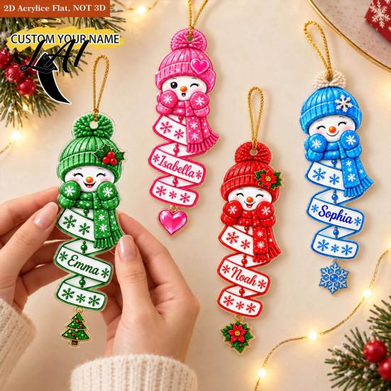 Winter Home Decor Accessories Christmas Snowman Spiral Ornament 2D Flat Acrylic Hanging Theme Decorations Ornaments for Xmas Tree Holiday Party Cute