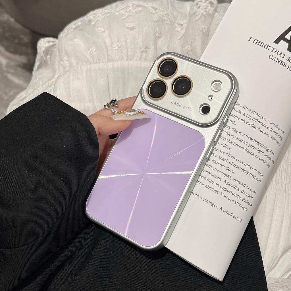 Dazzling Laser CD Pattern Large Window Bumper Case For iPhone 17 16 15 14 Pro Max Shockproof Crystal Camera Protection Cover