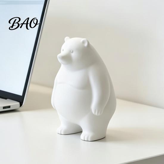 Customizable Bear Figure for Kids Chubby Figurine, 3D Printed DIY Paintable Fat Healing Statue Bedroom Statue, Cute Minimalist Desktop Ornament, Home