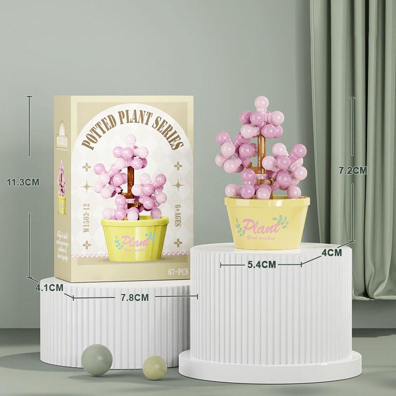 Букет Вечных Цветов Бонсай Комнатное Растение Модель Микро Строительные Блоки Украшение для Дома Головоломка Игрушки Детские Подарки на День Рождения Рождество