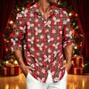 Men's Casual Long Sleeve Shirt with Christmas Print for Spring, Fall and Everyday Wear