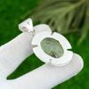 Oval Prehnite Stone 925 Sterling Silver Unique Ethnic Trendy Bezel Wife Pendant