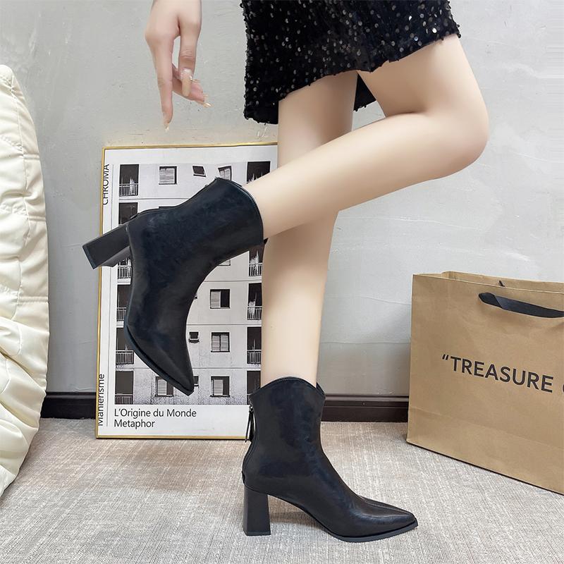 Модные женские ботильоны на высоком каблуке с острым носком, элегантные зимние туфли для вечеринок, женские зимние сапоги 2024 года, сексуальные женские туфли-лодочки