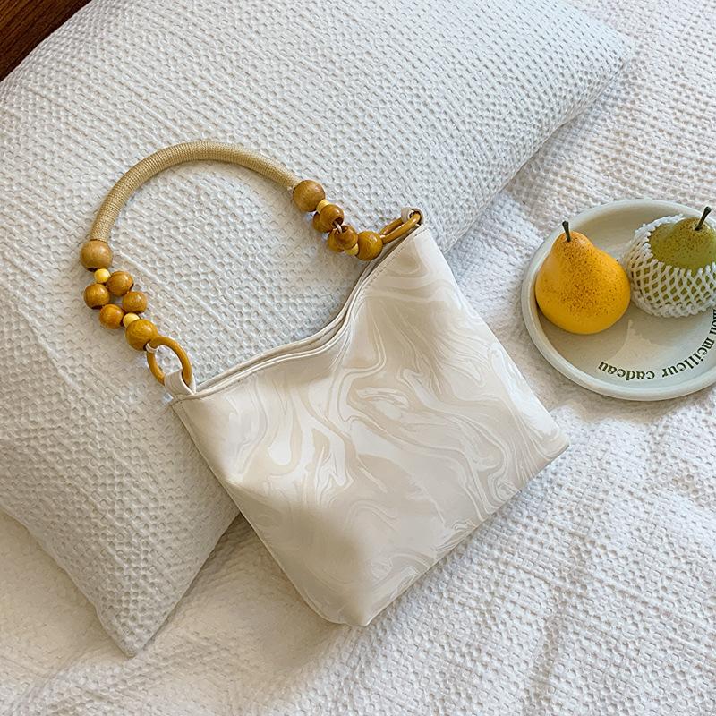 New Chinese Retro Handbag New Style Trendy High-value Niche Design Underarm Beaded Single-shoulder Bucket Bag