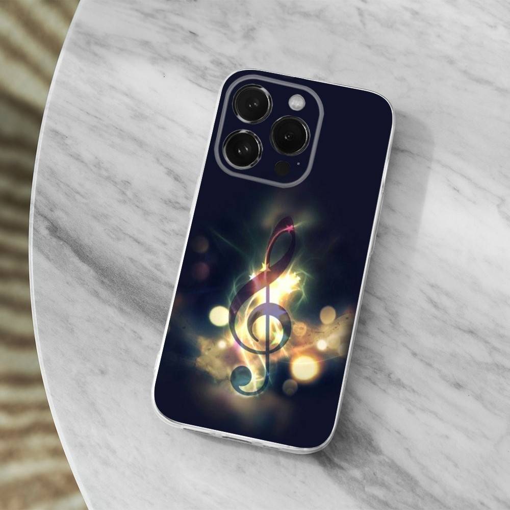 Music Art Treble Clef Phone Case For iPhone,14,13,12,15,Pro,Max,Plus,11,17,16,X,XS,XR,SE,Mini Transparent Soft Cover