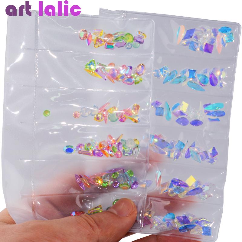 1 Pack AB Flatback Glass Nail Rhinestones Diamond Teardrop Horse Eye Crystals Shiny Gems Decorations