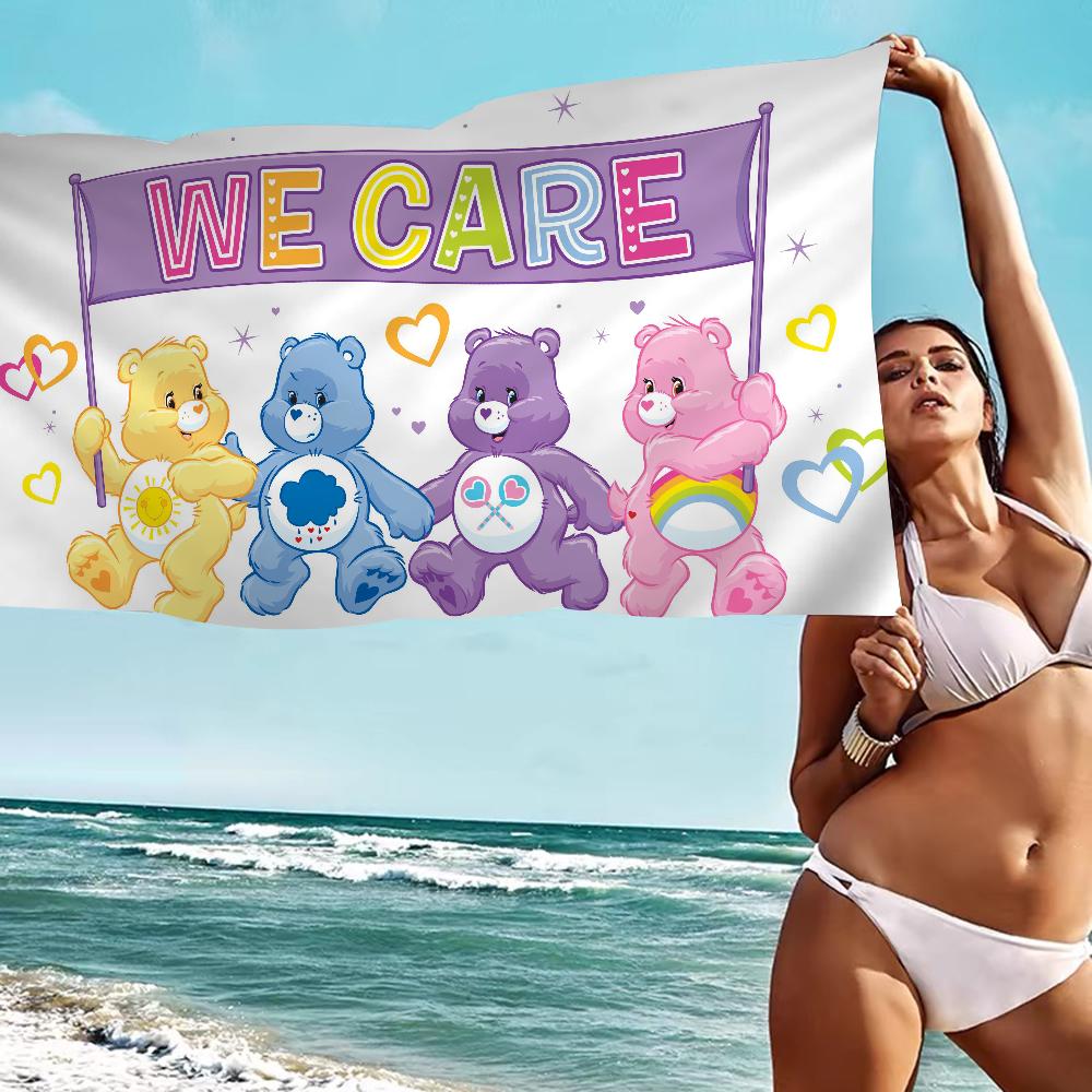 CARE BEARS Microfiber Printed Beach Towel Mountain Climbing Yoga Beach Swimming Running Absorbent Soft Towel