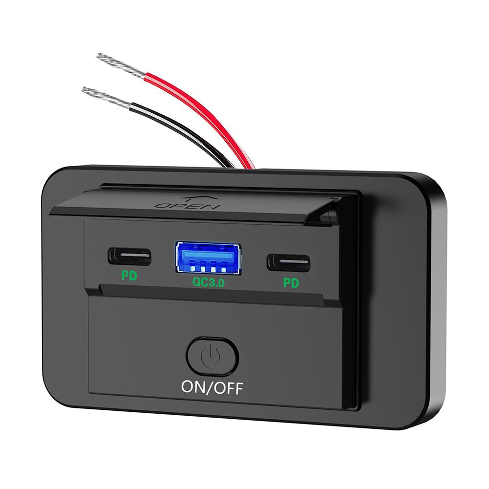 12-24 В PD Type C USB порты быстрое зарядное устройство QC3.0+PD3.0 с переключателем быстрая зарядка USB панель питания для мотоцикла автомобиля грузовика квадроцикла J3R4