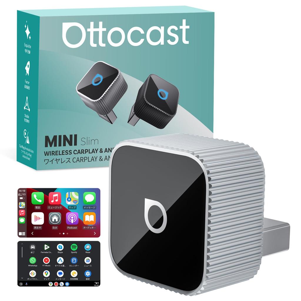 OTTOCAST MINI Slim, Autocast Mini CarPlay & Android Auto Wireless Adapter, 2025 Newest Model,