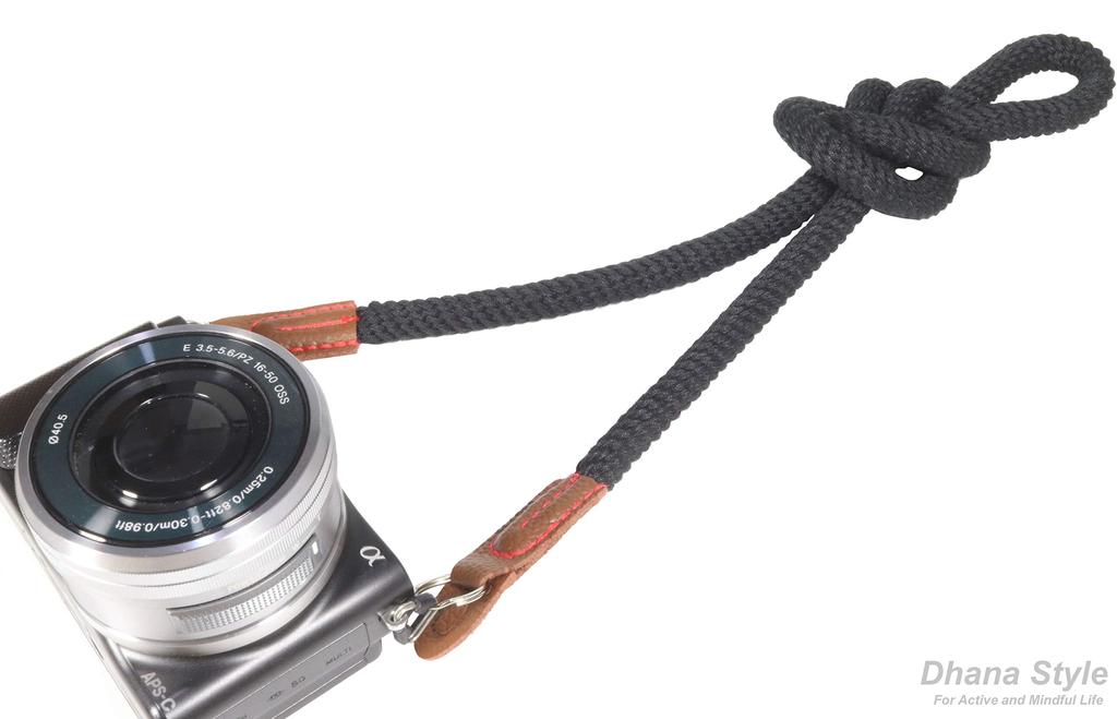 Круглый ремешок на шею для камеры, мягкий хлопковый плечевой ремень с металлическим покрытием, плечевой ремень, кольцо для камеры/кольцо для зеркальных/беззеркальных/компактных камер (ЧЕРНЫЙ)