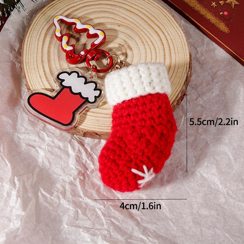 Christmas Decorations Christmas Keychains Handmade Crochet Santa Claus Elk Bag Pendant Keychains Accessories  New Year Gifts