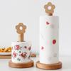 Japanese-Style Solid Wood Paper Roll Holder Creative Kitchen Vertical Beech Paper Towel Rack Small Flower Lazy Rag Storage Rack