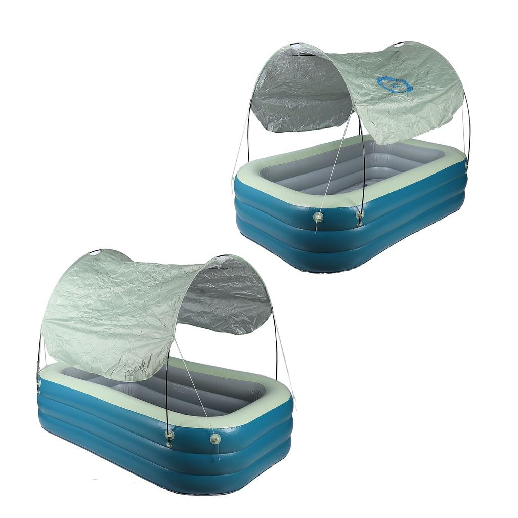 Inflatable Pool Thickened Large Blow Up Swimming Pool with Canopy Slide for Kids Backyard Outdoor