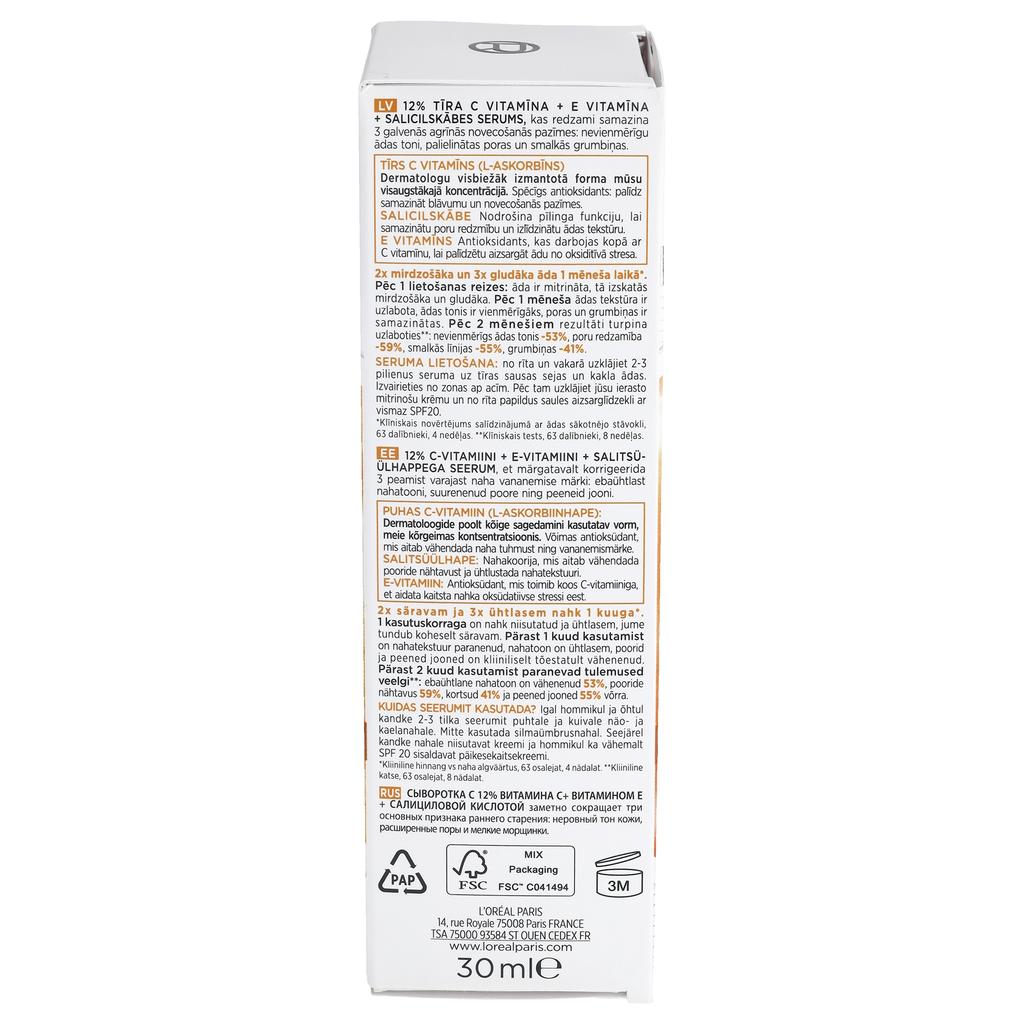 'Oréal Revitalift Clinical Face Serum 12% Pure Vitamin C 30Ml