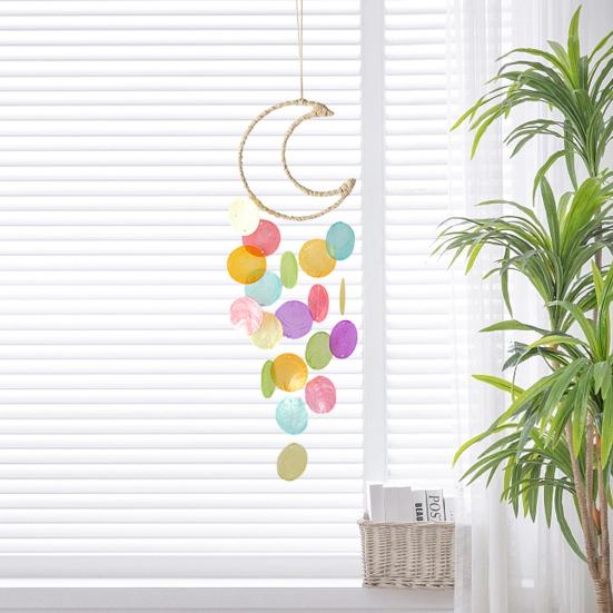 Wind Chime Eye-catching Exquisite Creative Easy Installation Bright-colored Shell Moon Hanging Dream Catcher Home Decor