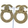 CHANEL COCO Mark Earring mesh Plated Gold 32.8g Women Used